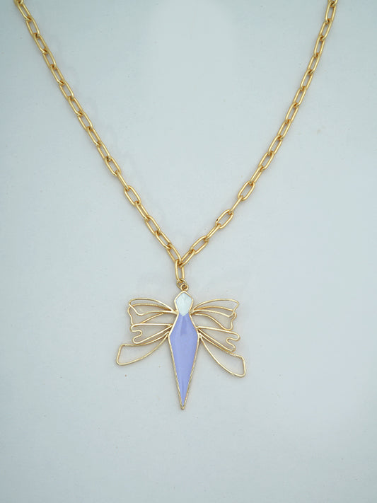 Gilded Bee Charm Enameled Necklace