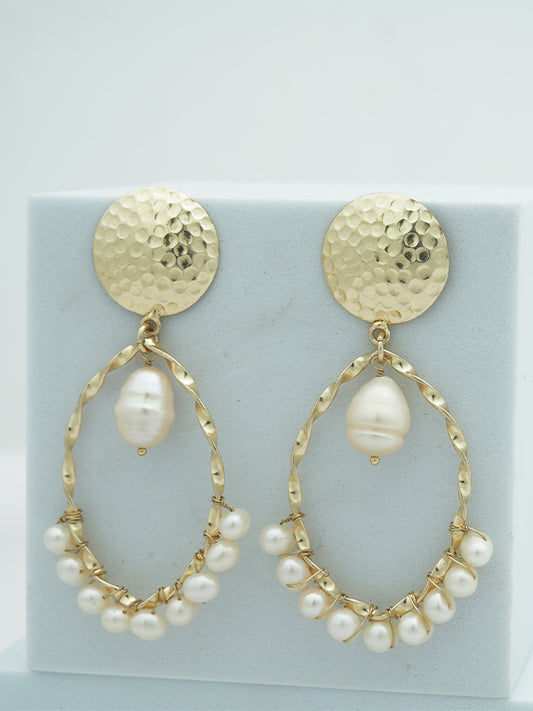 Twisted Drop Earrings with Pearls